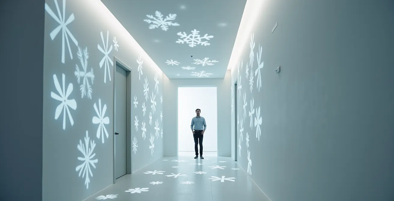 Entrée de maison avec système de projection activé par capteur de mouvement